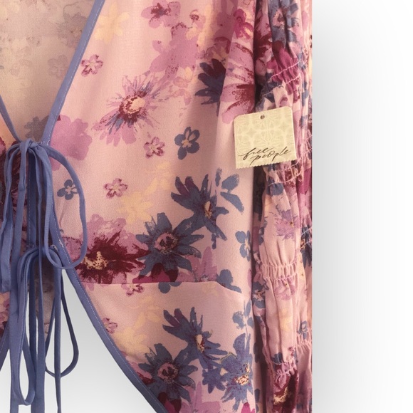 NWT Free People Floral Tie front Blouse - Picture 7 of 16